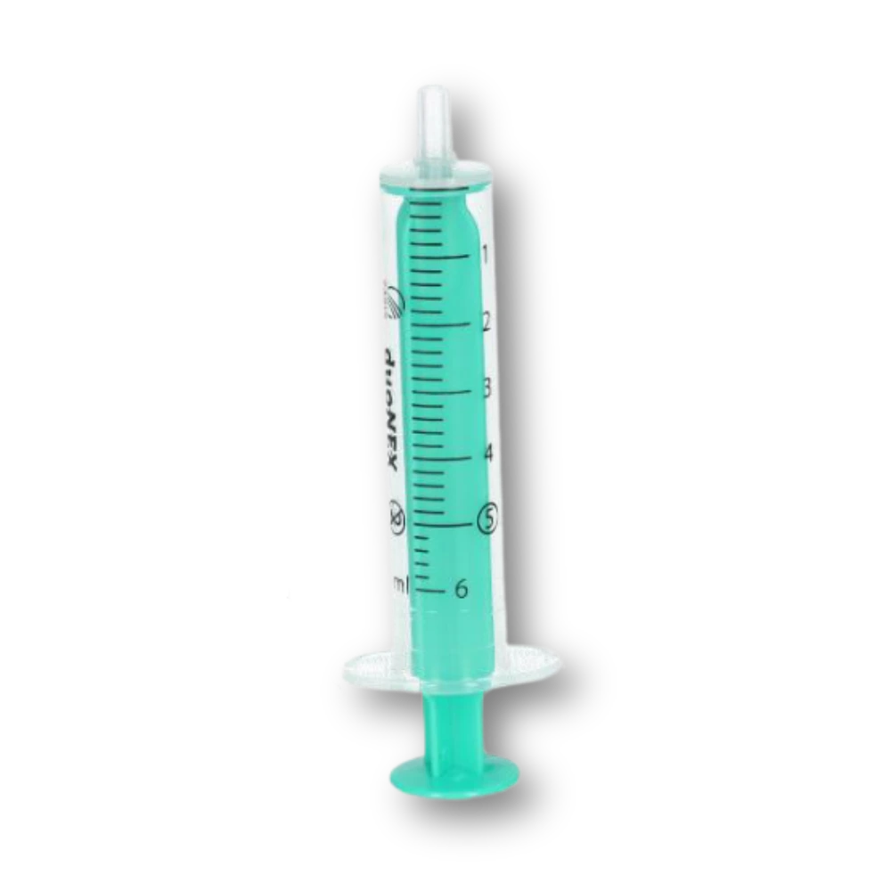 Striekačka injekčná 2-dielna duoNEX 5 ml Luer/100 ks, zelený piest